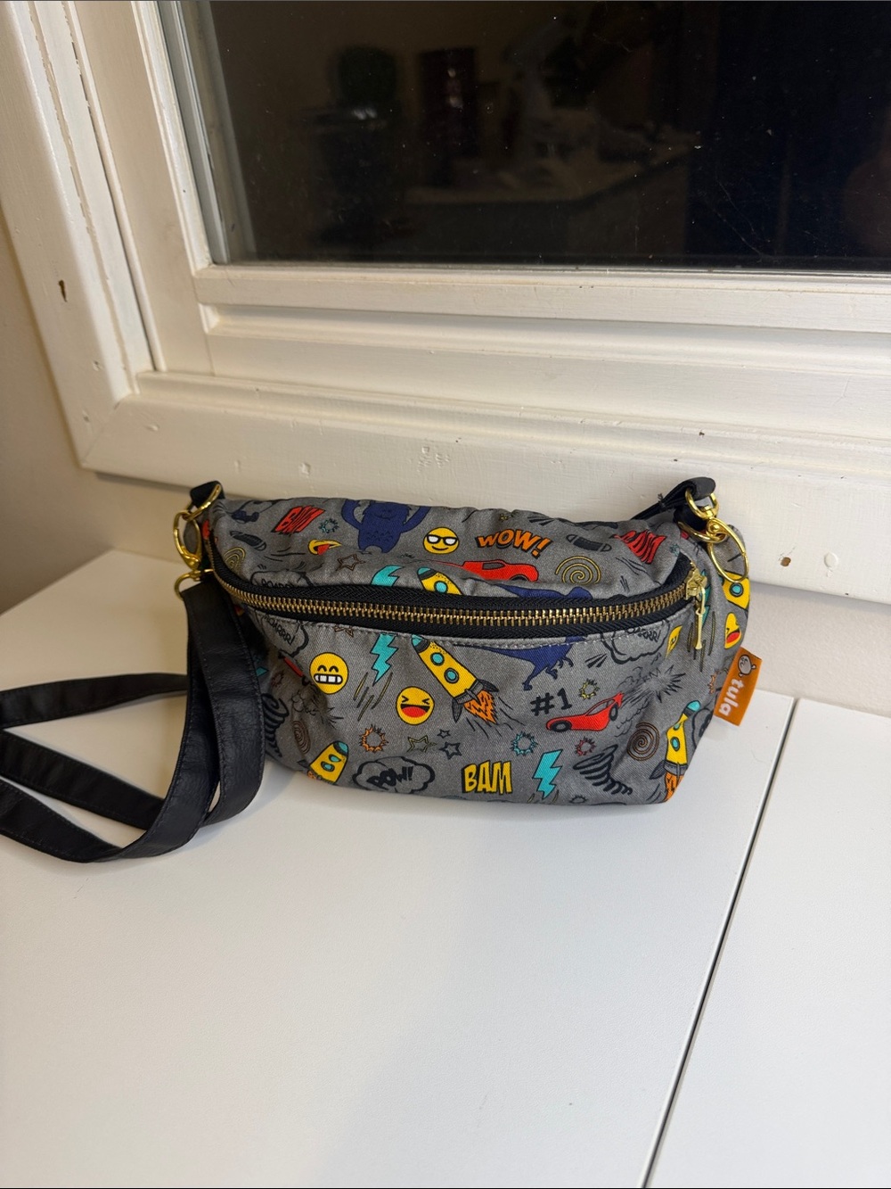 HTF Baby Tula Hip Pouch Fanny Pack "Sidekick" Comic Print - Complete Set